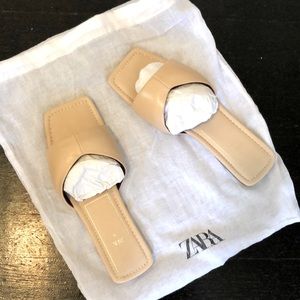 Zara Flat Padded Leather Sandals